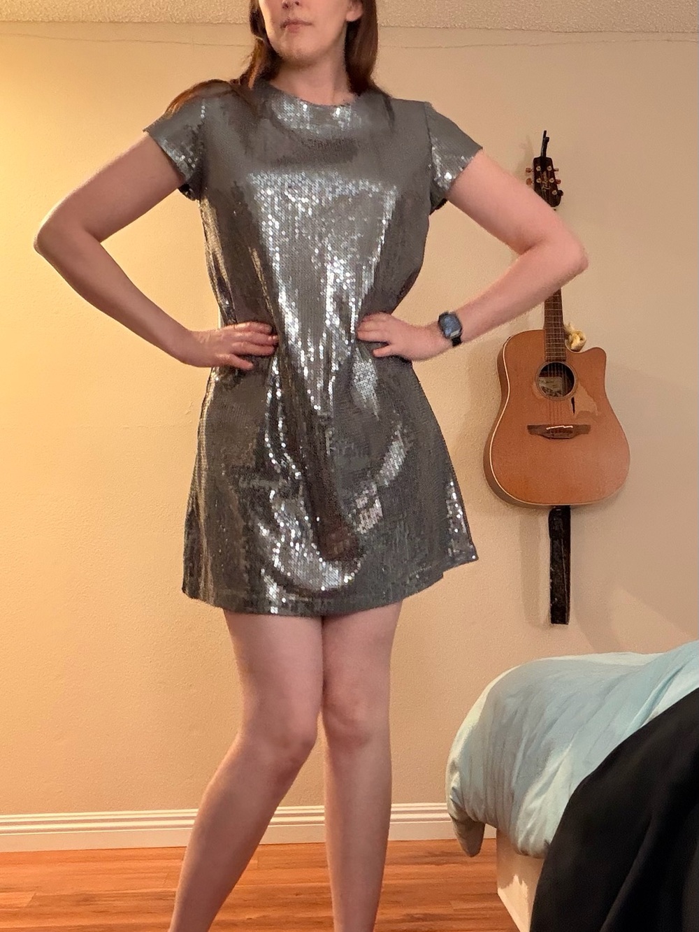 Nicole Silver Sequin Short Mini Dress